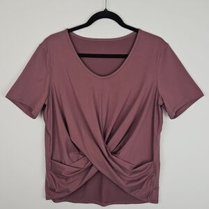 Lululemon Twist Front Top Mauve Short Sleeve Workout Yoga Tee Size 8 Medium